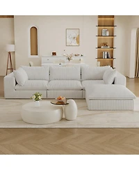 Streamdale Furniture 118.2" Cloud Sofa, Corduroy, Deep Seat, Double-layer, Removable Cushion.