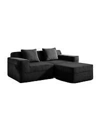 Streamdale Furniture Modular 2 Seat L Shape Sectional Sofa, Cloud Couch with Ottoman