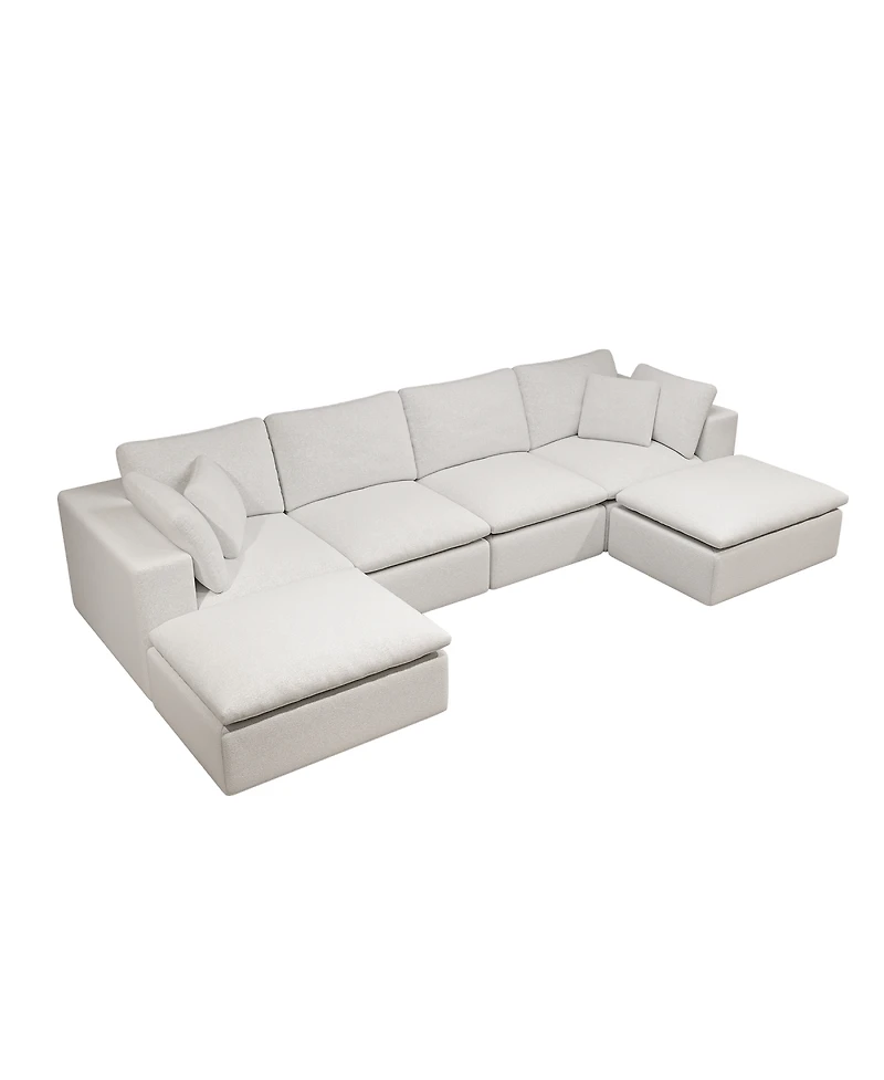 Streamdale Furniture Modular Sectional Sofa, Upholstered Couch, 5PC Free Combination, White