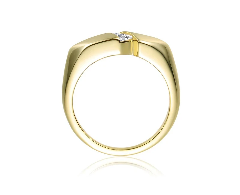 Rachel Glauber Modern Brilliant Cubic Zirconia Ring 14K Gold Plated