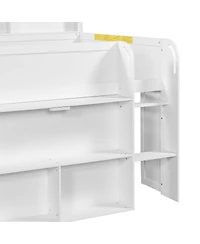 Streamdale Furniture Wood Full Loft bed with Multiple Storage Shelves, Desk and Led