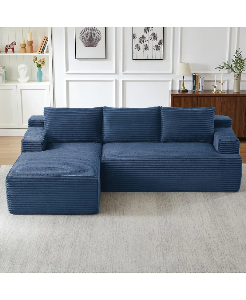 Streamdale Furniture L-Shaped Cloud Sectional Sofa, Deep Seat, Modular Sleeper, Blue