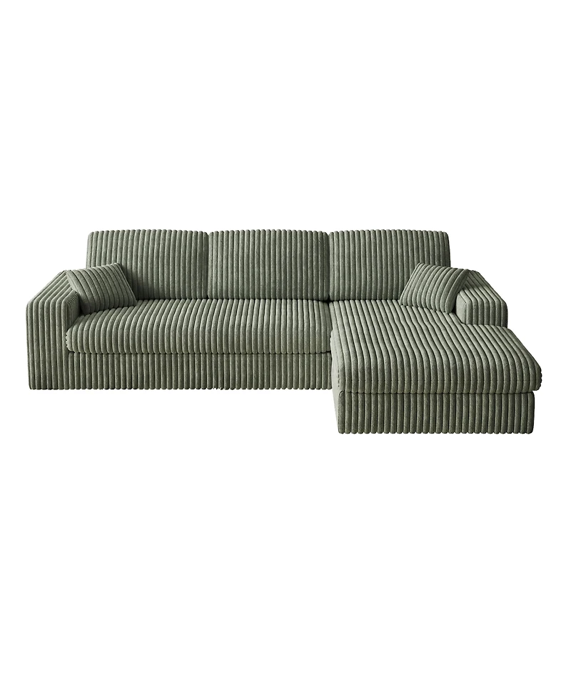 Streamdale Furniture Modern Corduroy Modular Sofa, Recliner Seat, 2-in-1 L-Shaped Sofa with Pillows