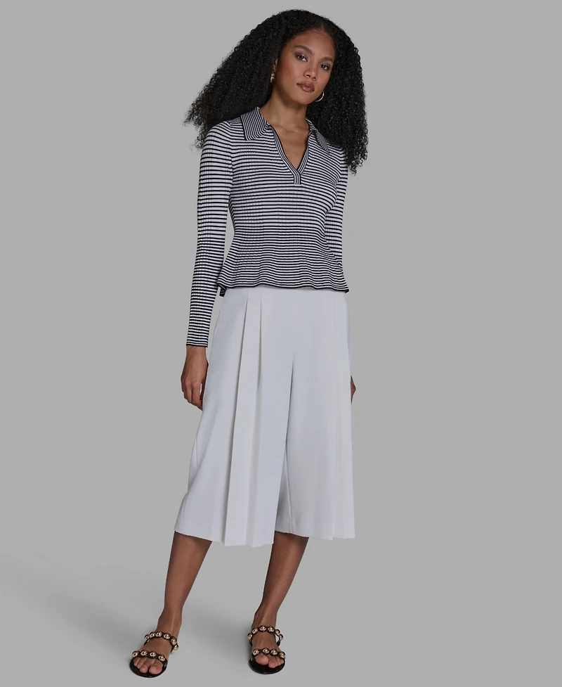 Bcbg Women's Collared Striped Polo Top