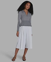 Bcbg Women's Collared Striped Polo Top