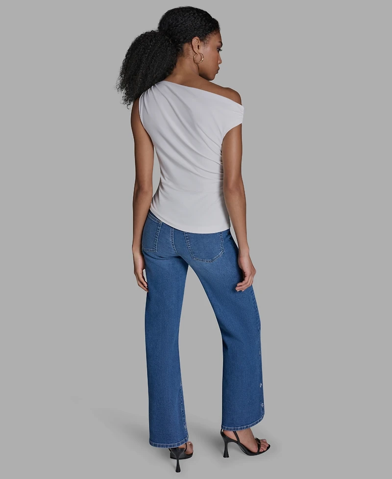 Bcbg Women's Sleeveless Ruched Boat Neck Top