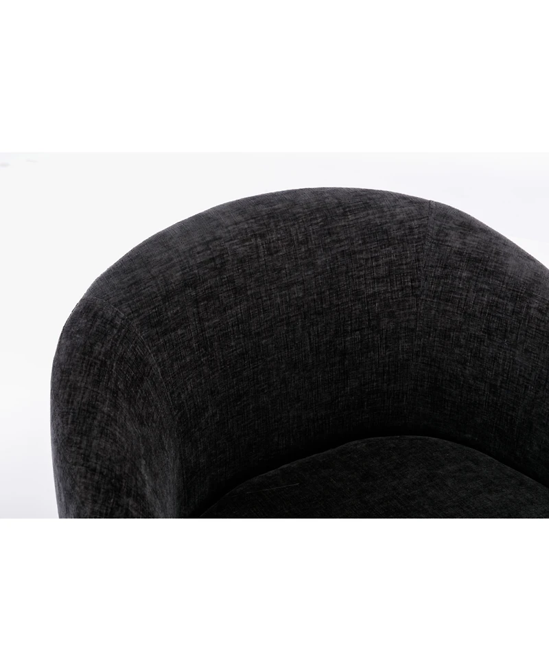 Streamdale Furniture Chenille Fabric Swivel Accent Armchair Barrel Chair With Black Powder Coating Metal Ring