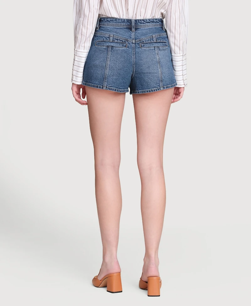 Avec Les Filles Women's High-Low Rise Denim Shorts