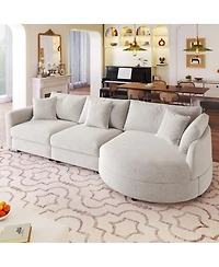 Streamdale Furniture 105" Chenille 3-Piece Sectional Sofa w/ Curved Chaise & 3 Pillows