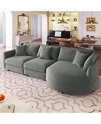 Streamdale Furniture 105" Chenille 3-Piece Sectional Sofa w/ Curved Chaise & 3 Pillows