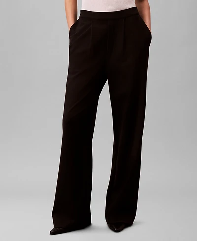 Calvin Klein Women's Ponte High Rise Wide Leg Pants