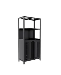 Streamdale Furniture Streamdale Black Bamboo 2-Door Floor Cabinet Organizer