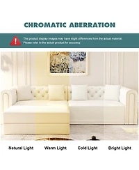 Streamdale Furniture Elegant 3-in-1 Convertible Sleeper Sofa with Gold Trim