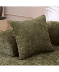 Streamdale Furniture Crescent sofa, modern low-back, deep cushions, self-inflating foam, 3-seater, no assembly (Green)