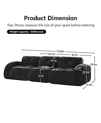 Streamdale Furniture Boneless Tufted Velvet Modular Sectional Sofa Couch - Black