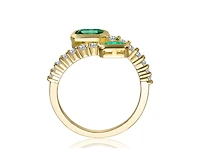 Rachel Glauber Modern Cubic Zirconia Bypass Ring 14K Gold Plated