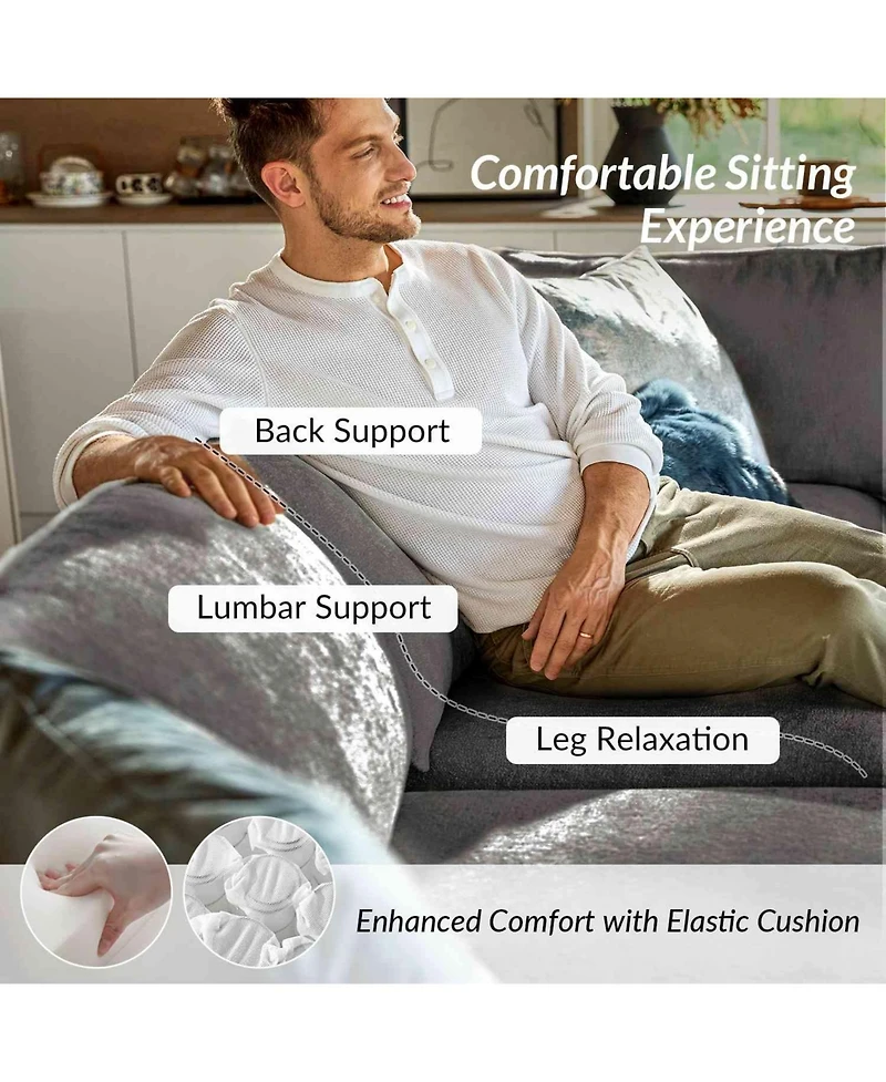 Hulala Home Terencio 132" Modern Modular Storage Sectional Sofa with Hassle-free Assembly