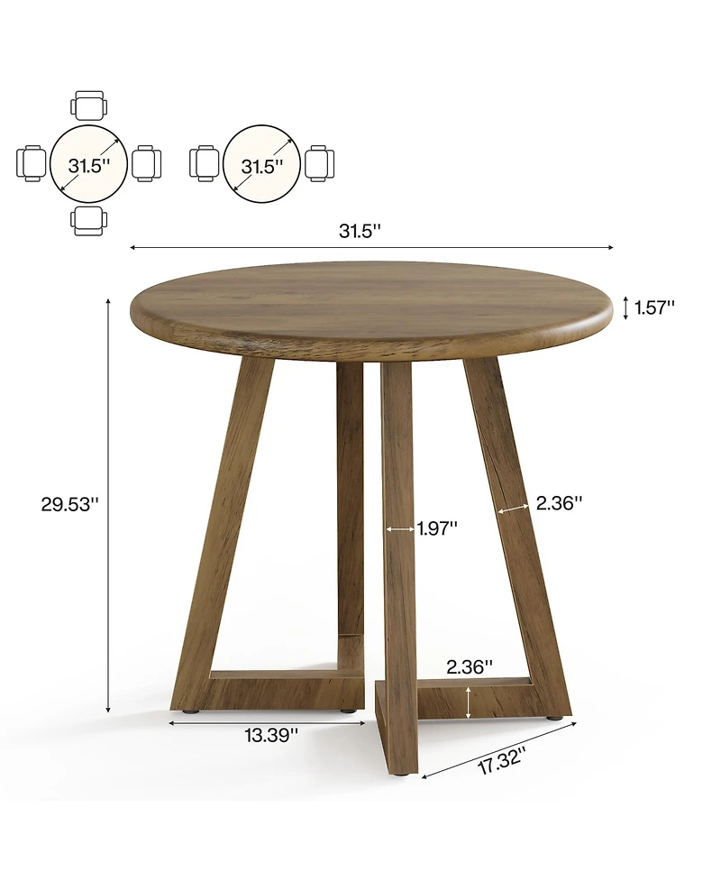 Tribesigns Small Round Dining Table for 2-4 People, 31.5-Inch Kitchen Table for Dining Room, Living Room