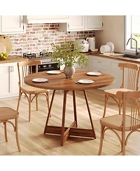 Tribesigns 39 Inches Round Dining Table for 2-4, Farmhouse Circle Kitchen Table for Dining Room, Wooden Dinner Table with Heavy Duty Pedestal