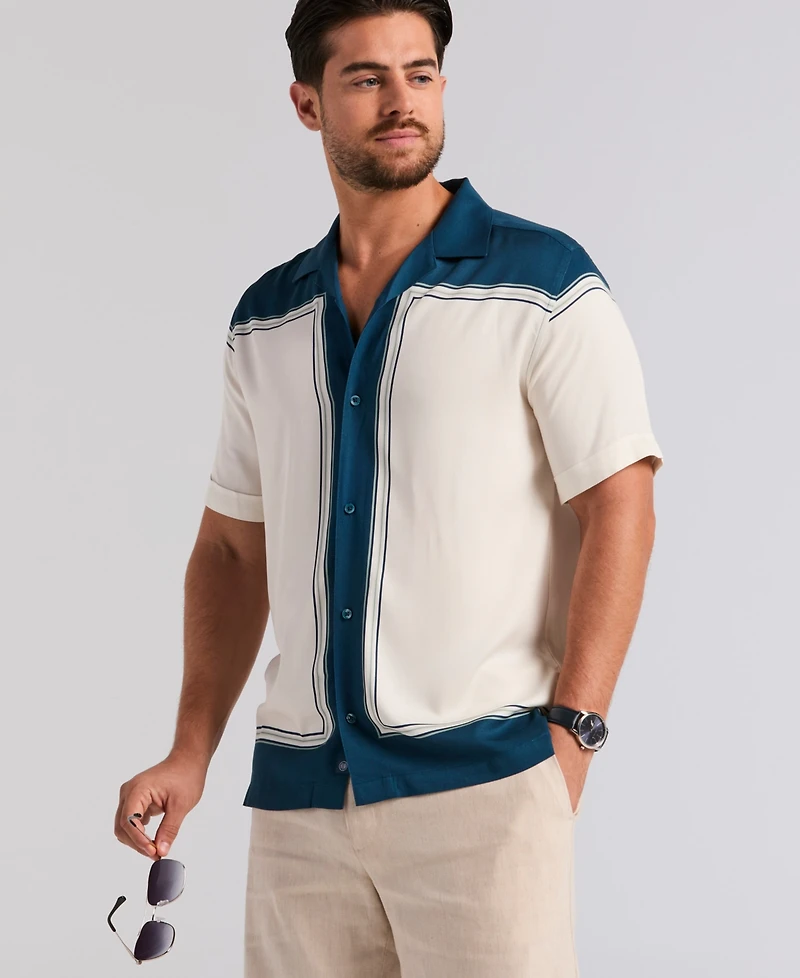 Cubavera Men's Colorblock Short-Sleeve Button-Down Shirt