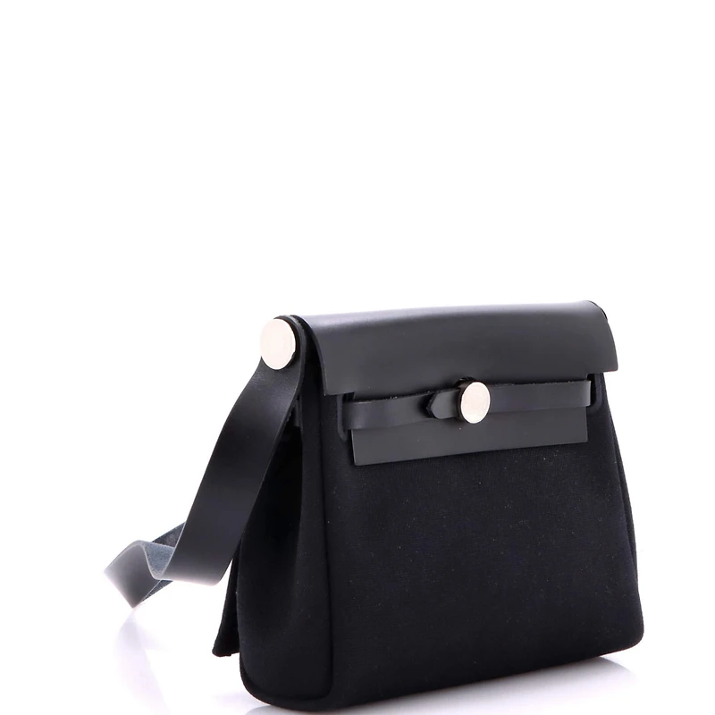 Pre-Owned HERMES 20 Herbag Zip Toile and Leather