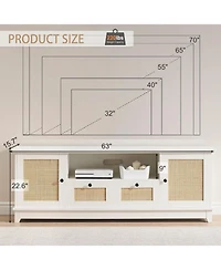 gaomon Tv Stand for 65" Tv, Rattan Entertainment Center Tv Media Console Table, Modern Tv Stand with Storage and Drawer, Tv Console Cabinet