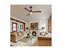 Sofucor 52-inch Modern Brown 3-Blade Ceiling Fan with Remote Control and Light Kit