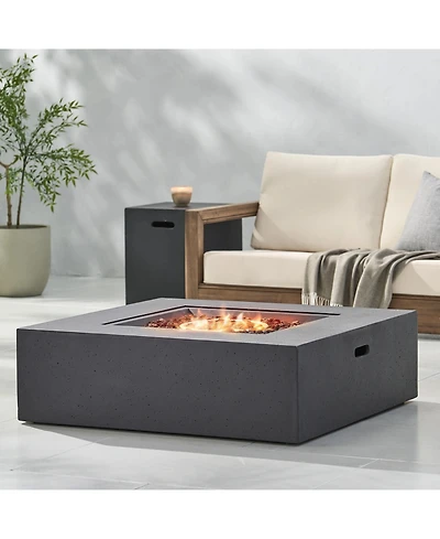 Flynama 50000 Btu Outdoor Propane Fire Pit Dark Grey with Tank Holder Lightweight Concrete Modern Design