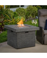 Flynama 32 Inch Square Mgo Fire Pit Grey Wood Pattern 40000 Btu Outdoor Propane Fire Table
