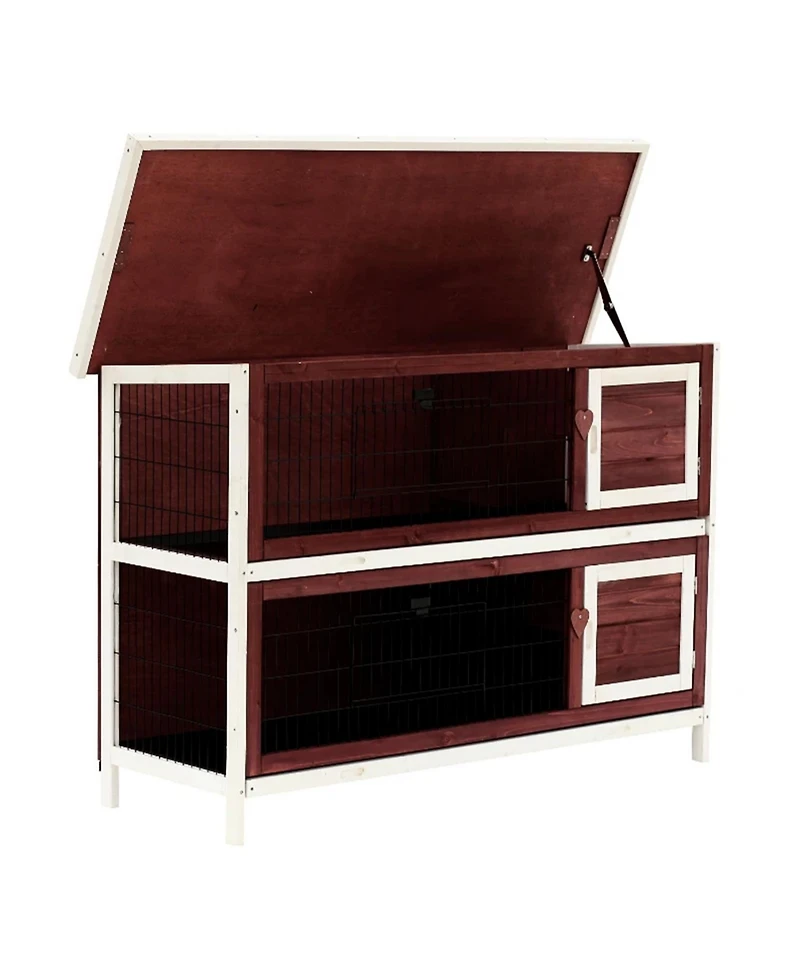 Aostirmotor Elevated Outdoor Cat Hutch - Raised, Dry & Secure Wooden Shelter