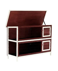 Aostirmotor Elevated Outdoor Cat Hutch - Raised, Dry & Secure Wooden Shelter