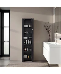 Depot E-shop Navassa Bathroom Cabinet, 2 Doors, 6 Shelves, Black Wengue