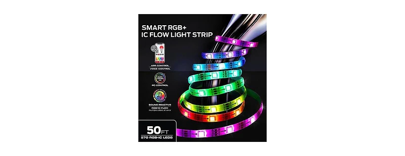 Monster 50 Ft Ir Remote Controlled Rgb+Ic Led Light Strip with Dynamic Color Flow and Sound Reactive Effects