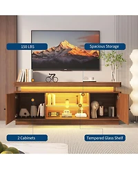 gaomon 63" Tv Stand with Storage, Modern Entertainment Center with Adjustable Shelf, Power Outlet & Usb Ports