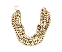 Sohi Women's Gold Metallic Beaded Cluster Necklace