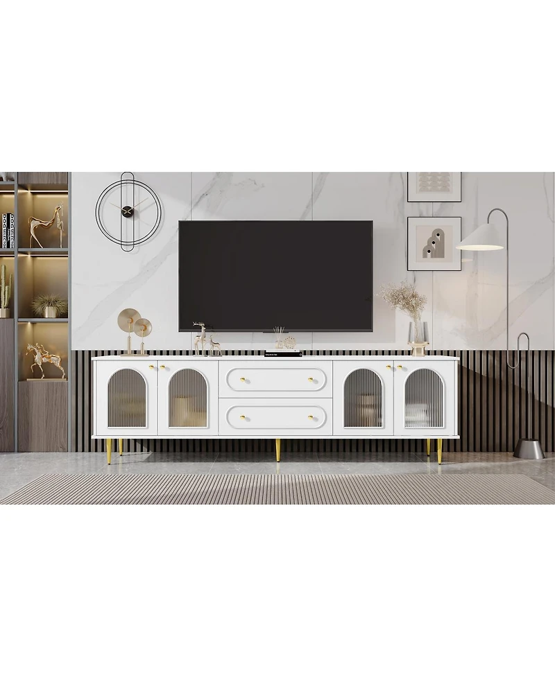 Streamdale Furniture Modern Tv Stand with 2 Drawers & 2 Cabinets, Up to 80
