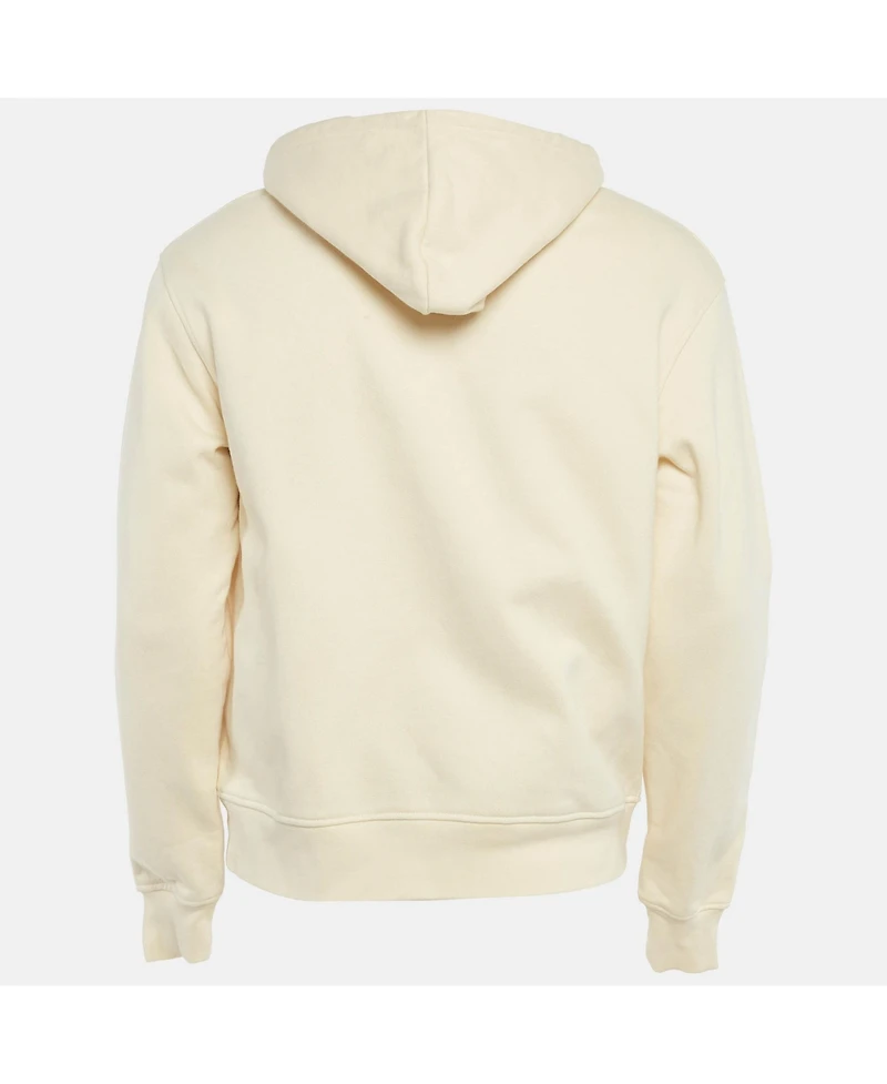 Pre-Owned Jacquemus Men's Cream Logo Embroidery Cotton Hooded Sweatshirt