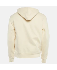 Pre-Owned Jacquemus Men's Cream Logo Embroidery Cotton Hooded Sweatshirt