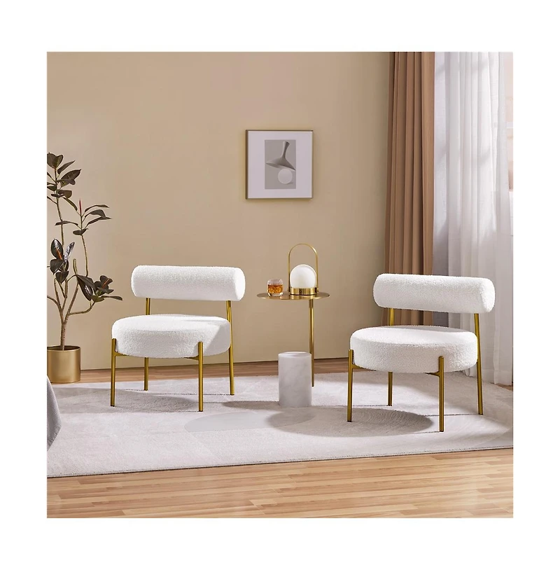 Yaheetech Boucle Accent Chair Side Chair with Gold Metal Legs