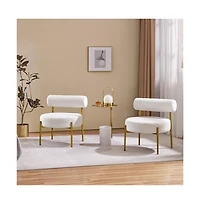 Yaheetech Boucle Accent Chair Side Chair with Gold Metal Legs