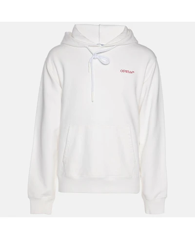 Pre-Owned Off-White Men's White Logo Embroidered Jersey Hoodie Jacket