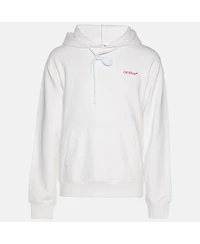 Pre-Owned Off-White Men's White Logo Embroidered Jersey Hoodie Jacket