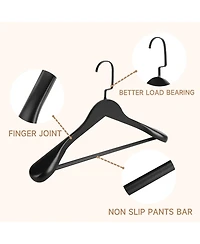 BP4U Wooden Suit Hangers with Pants Bar for Men's Clothes, 17.5-Inch Wide Shoulder Solid Wood Coat Jackets, Shirts