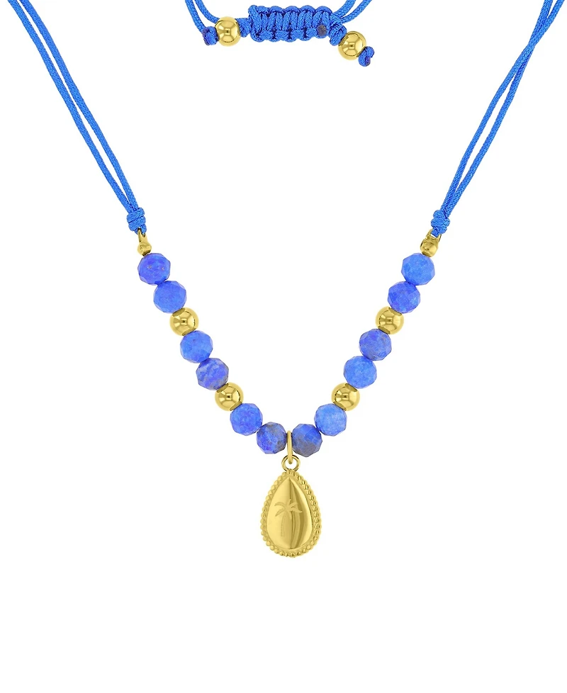 Roxy Waterproof Yellow Palm Tree Labradorite Adjustable Necklace
