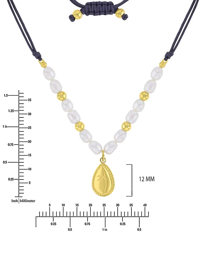 Roxy Waterproof Yellow Palm Tree Pearl Adjustable Necklace