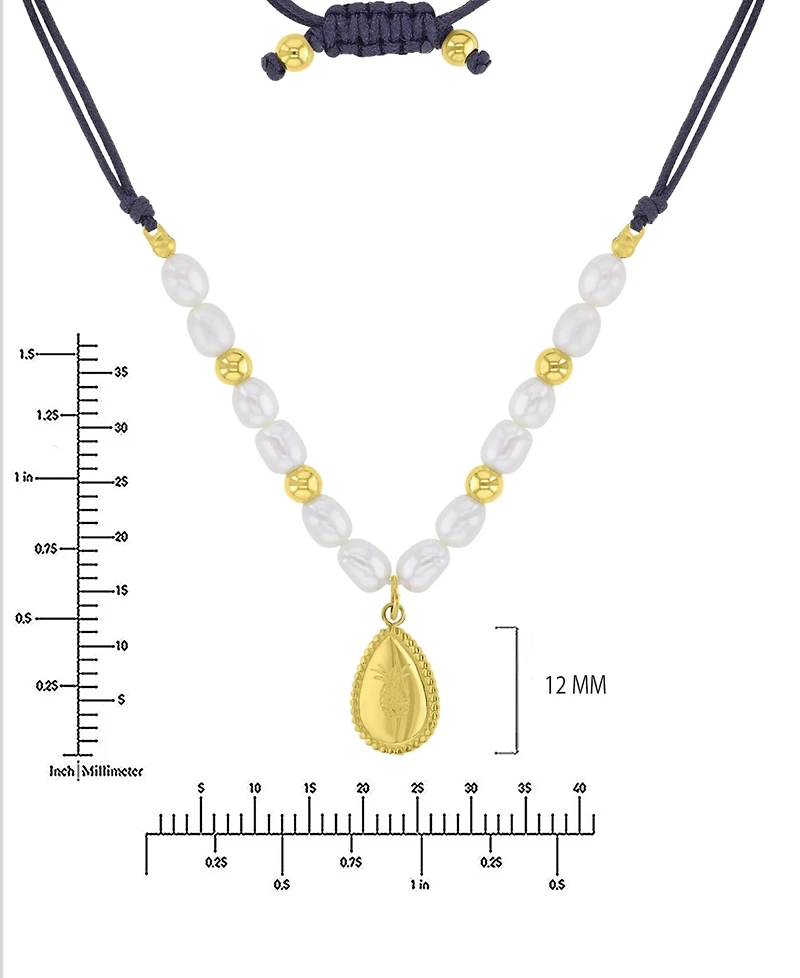 Roxy Waterproof Yellow Pineapple Pattern Pearl Adjustable Necklace