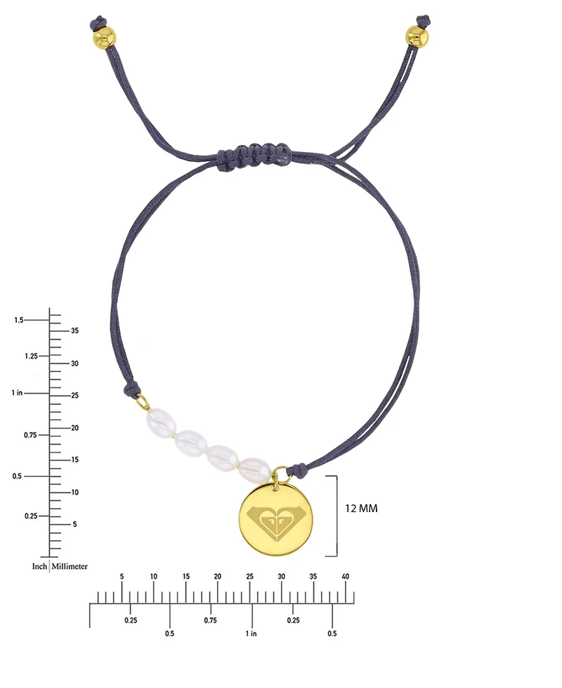 Roxy Waterproof Yellow Rd Heart Charm Pearl Adjustable Bracelet