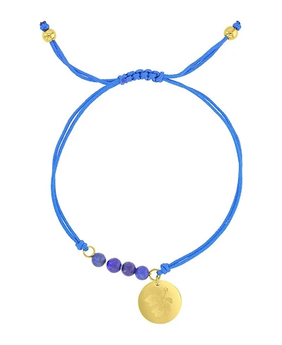 Roxy Waterproof Yellow Hibiscus Disc Labradorite Adjustable Bracelet