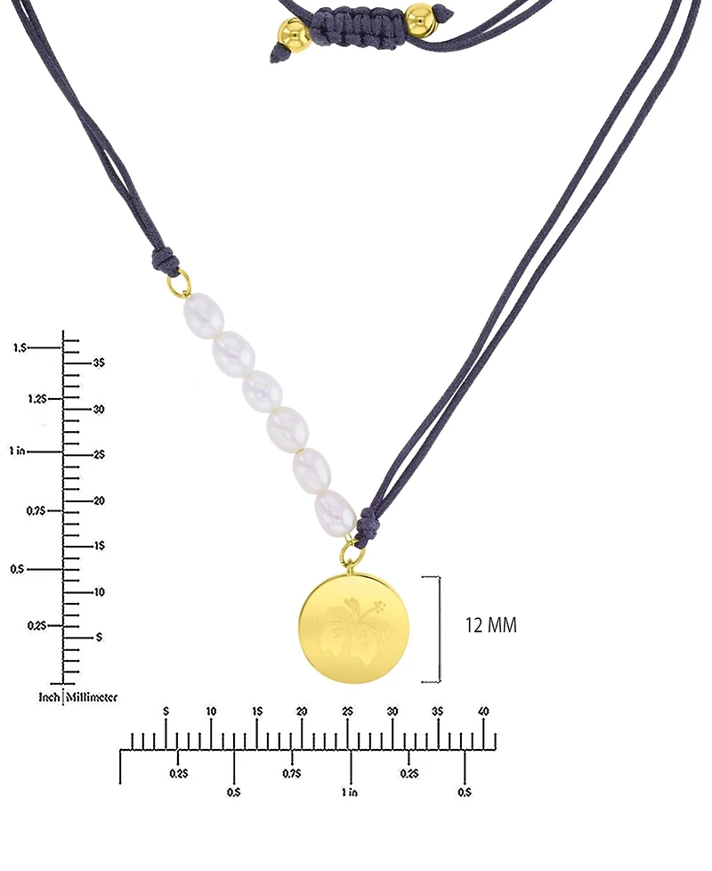 Roxy Waterproof Yellow Hibiscus Pearl Adjustable Necklace