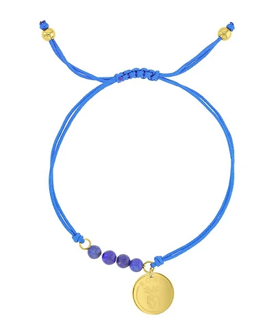 Roxy Waterproof Yellow Heart Pineapple Rd Charm Lapis Adjustable Bracelet